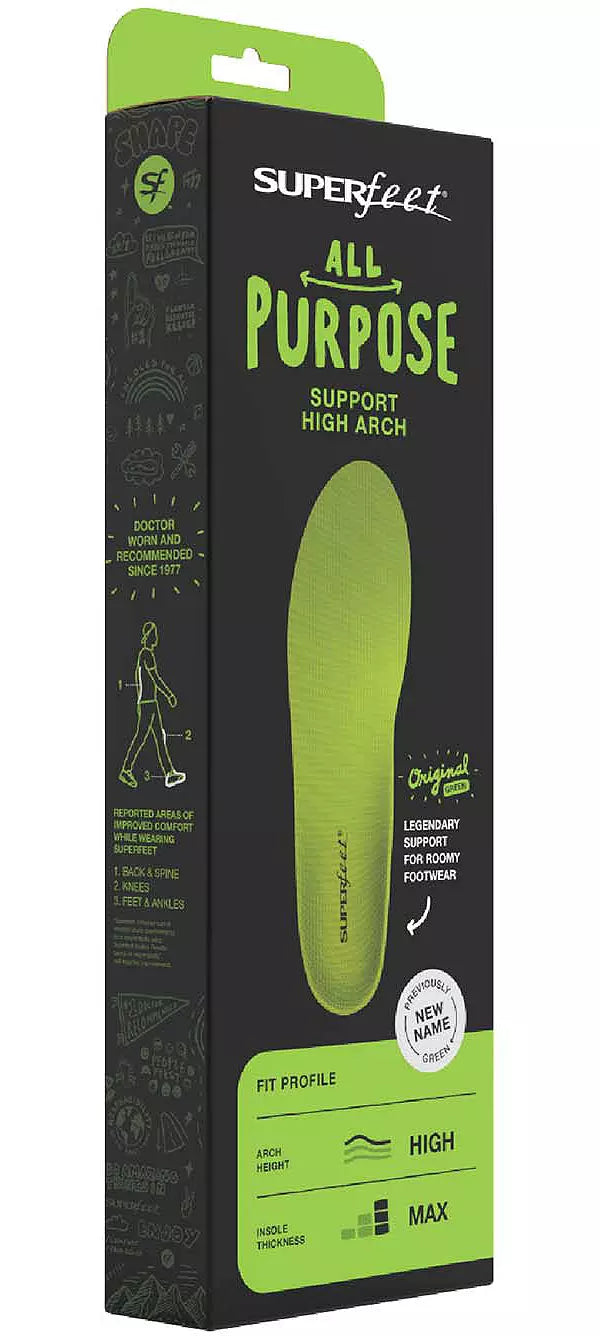 Superfeet All-Purpose High Arch Support Insole (Green)